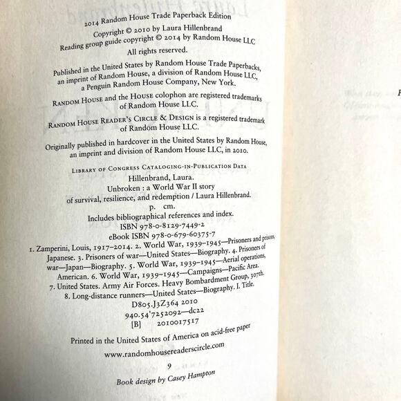 Unbroken by Laura Hillenbrand (2014 Paperback) WWII Survival Memoir - Picture 5 of 8